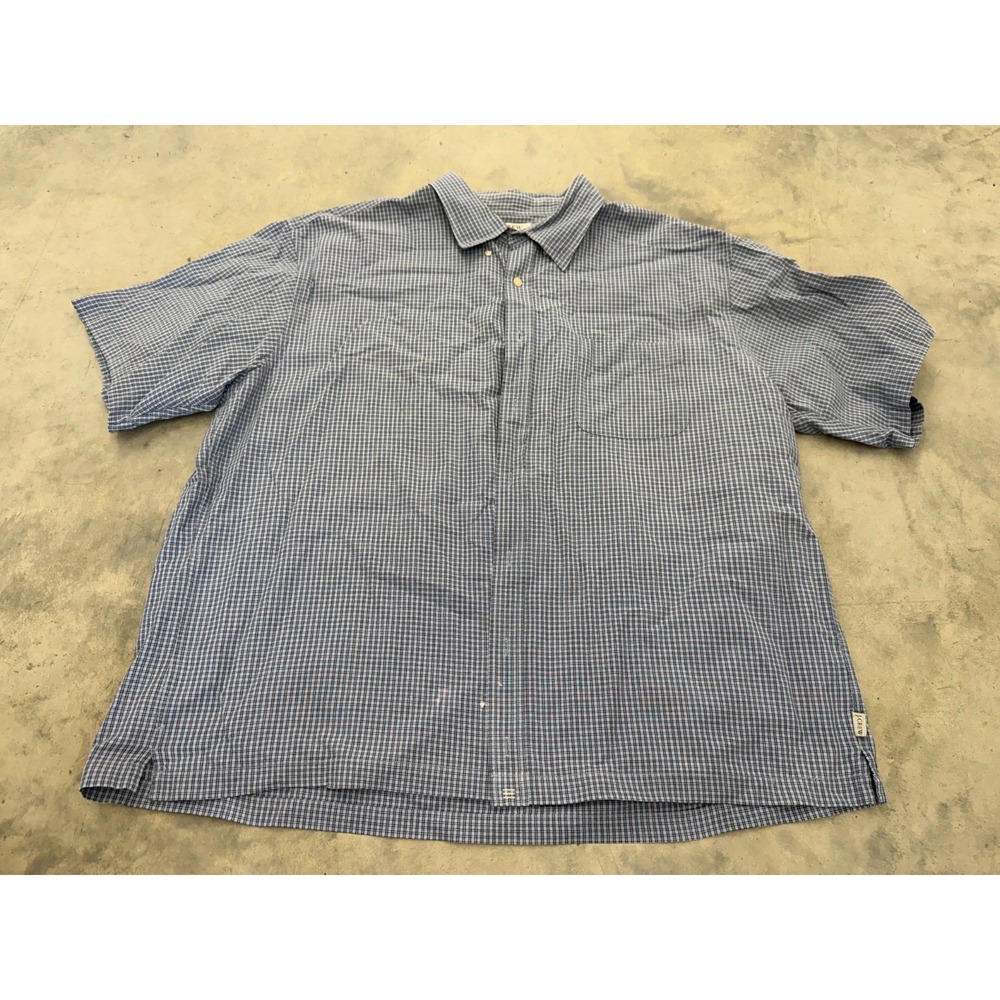 J.Crew Shirt Mens 2XL Blue Black Check Short Sleeve Button-Down Comfort Casual